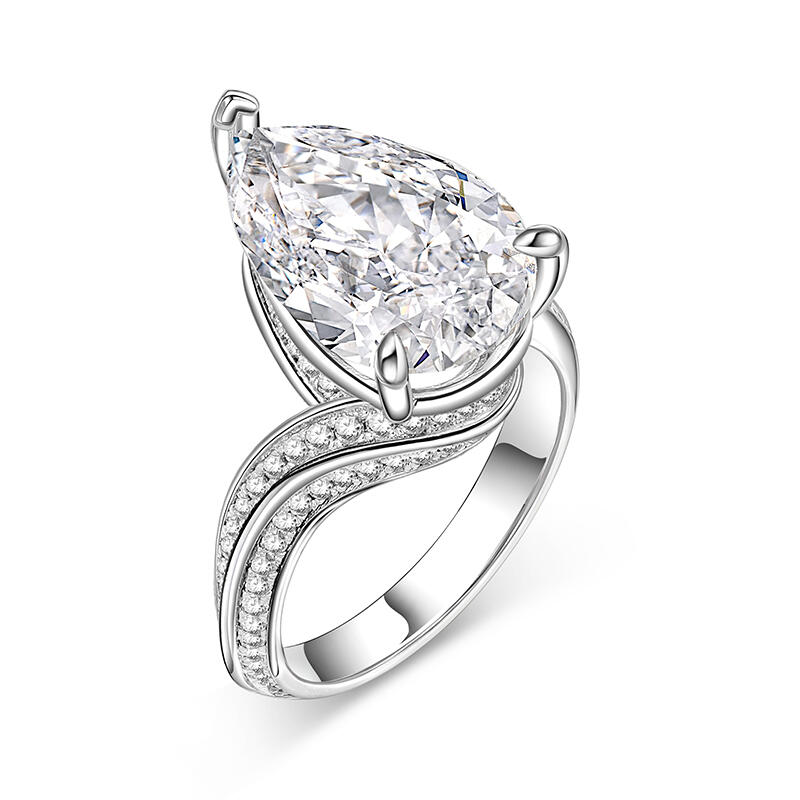 Jeulia "Intertwining" Pear Cut Sterling Silver Ring