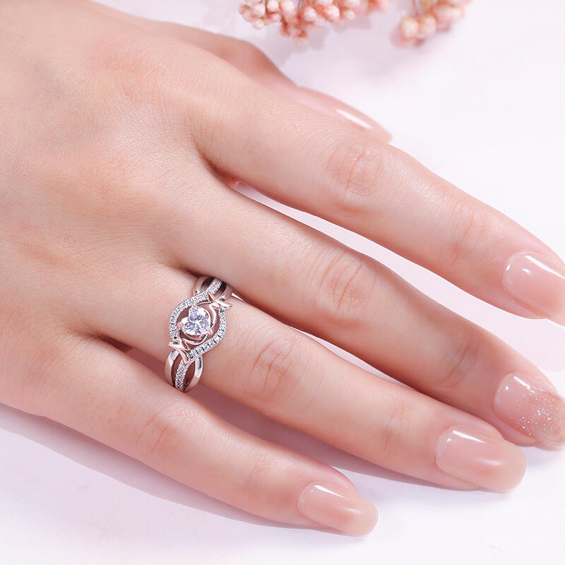Jeulia Anillo para mamá corazón de plata esterlina para mujeres