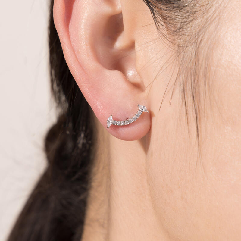 Jeulia Pendientes de Mode Mujer Forma de Sonrisa de Plata Esterlina