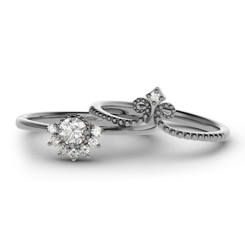 Jeulia Krone Sterling Silber Personalisiert Ringe Set