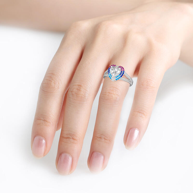 Jeulia Double Halo Heart Cut Sterling Silver Ring