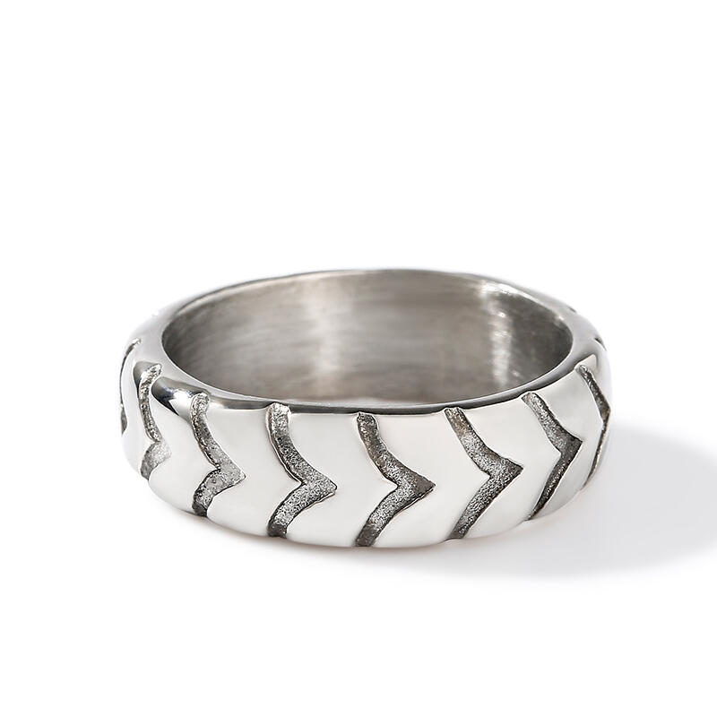 Jeulia Reifen-Muster Edelstahl Herren Bandring