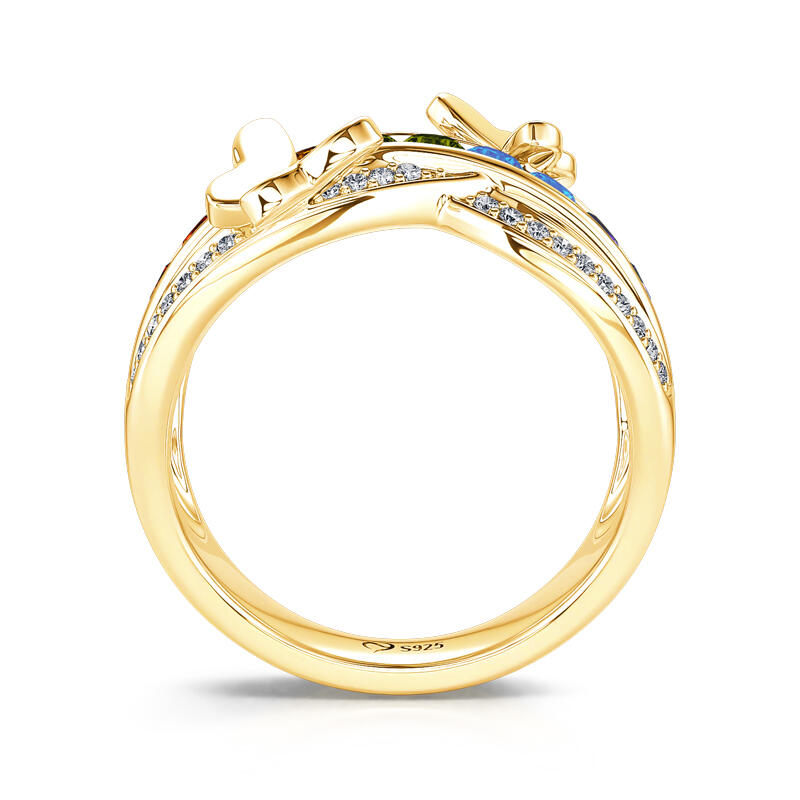 Jeulia "Hello Beauty" Butterfly Cross Sterling Silver Ring