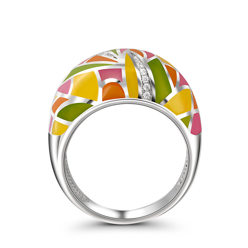 Jeulia "Sunlight" Enamel Sterling Silver Women's Band