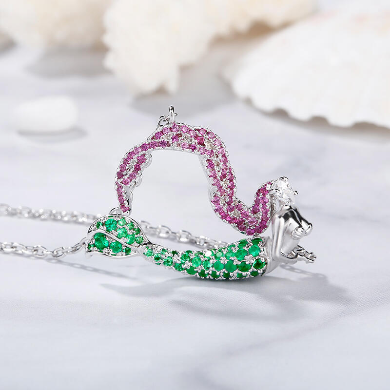 Jeulia "Ocean's Light" Sterling Silver Mermaid Gift Necklace for Valentine's Day