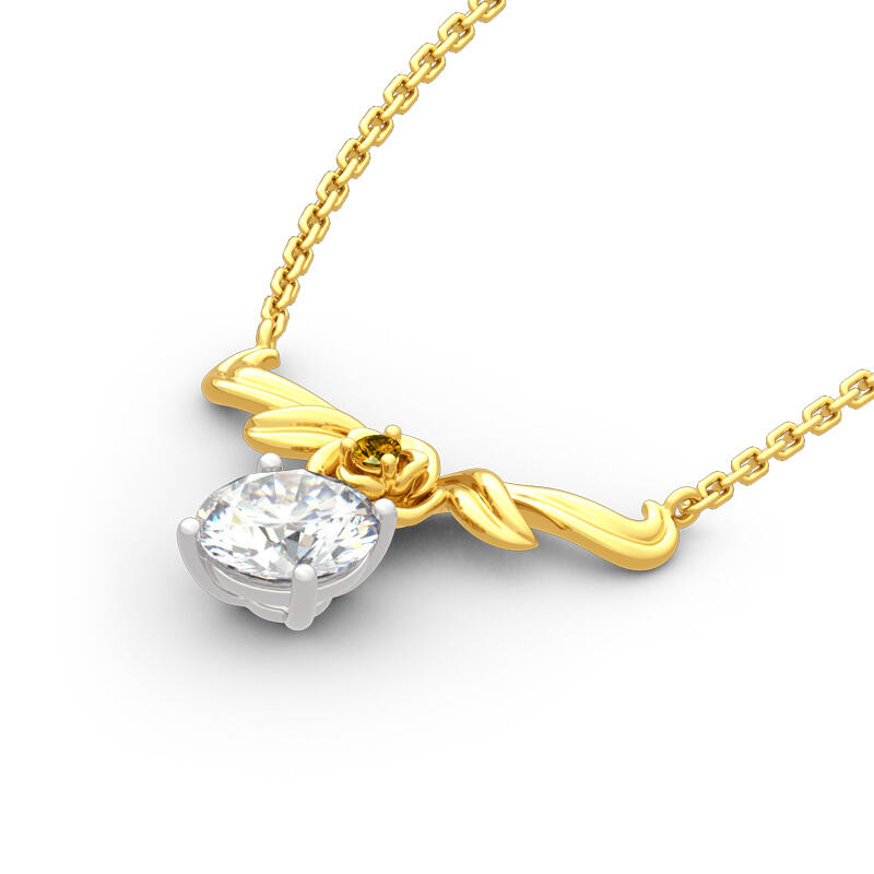 Jeulia Vintage Flower Round Cut Sterling Silver Necklace