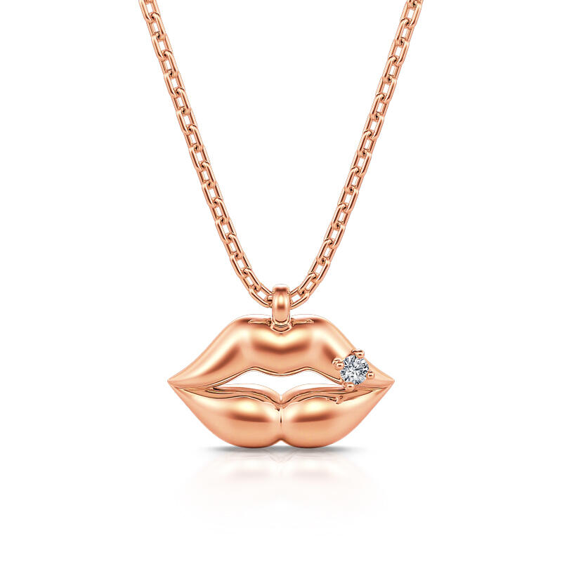 Jeulia "Kiss Me" Lips Sterling Silver Necklace