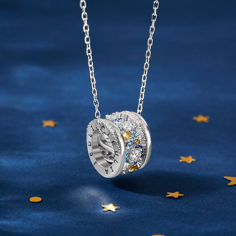 Jeulia "Dreamy Secret" The Starry Night Inspired Sterling Silver Necklace