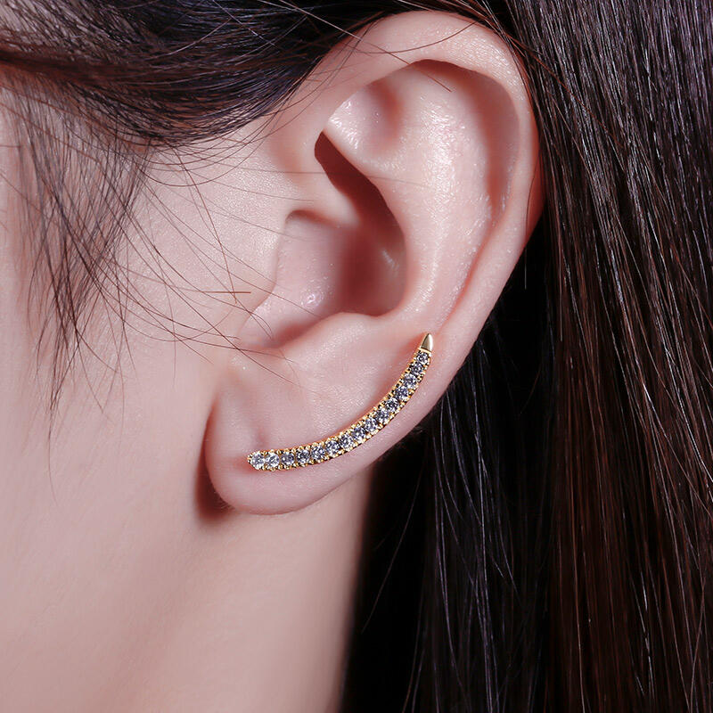 Jeulia Curved Sterling Silver Climber Earrings