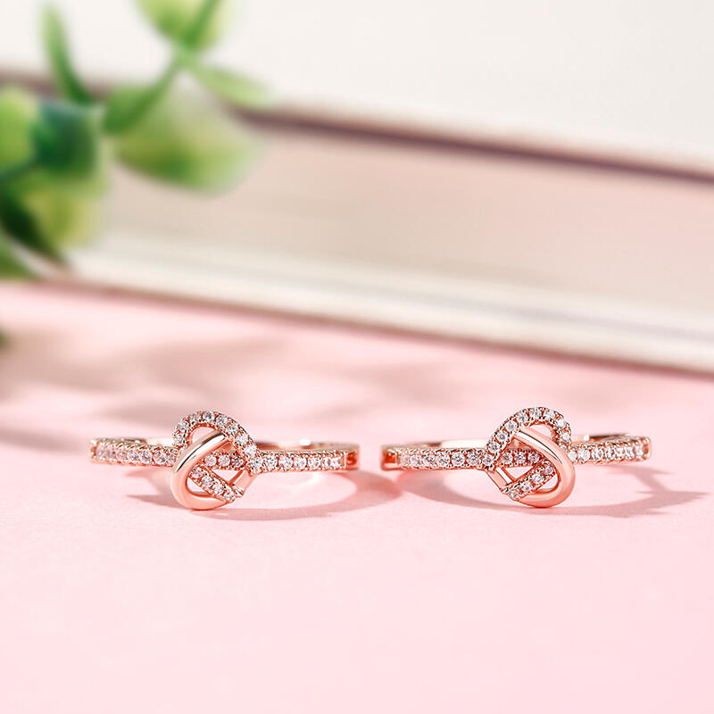 Jeulia "Infinity Heart" Twist Design Round Cut Sterling Silver Earrings