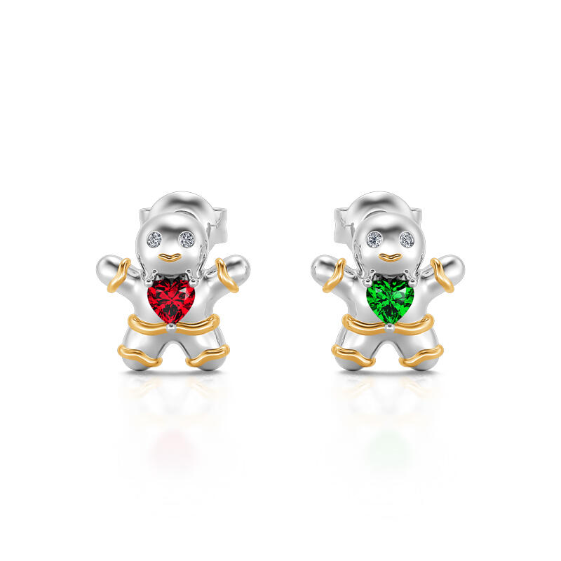 Jeulia "Little Sweeties" Gingerbread Man Stud Sterling Silver Earrings