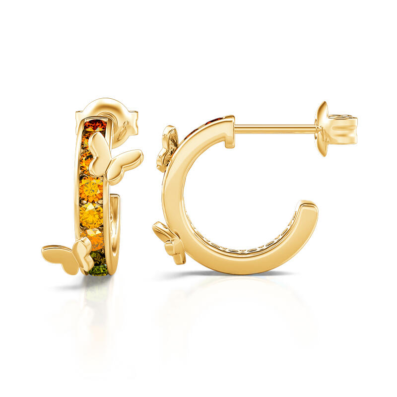 Jeulia Butterfly on Rainbow Circle Sterling Silver Earrings