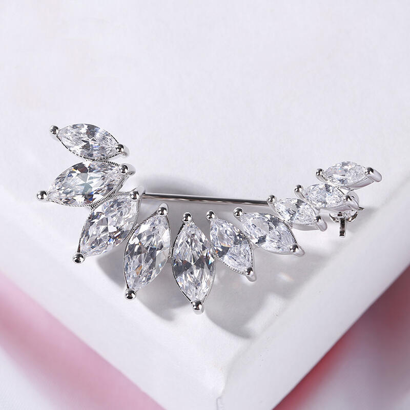 Jeulia Broche de plata esterlina de corte marquesa de diseño exclusivo