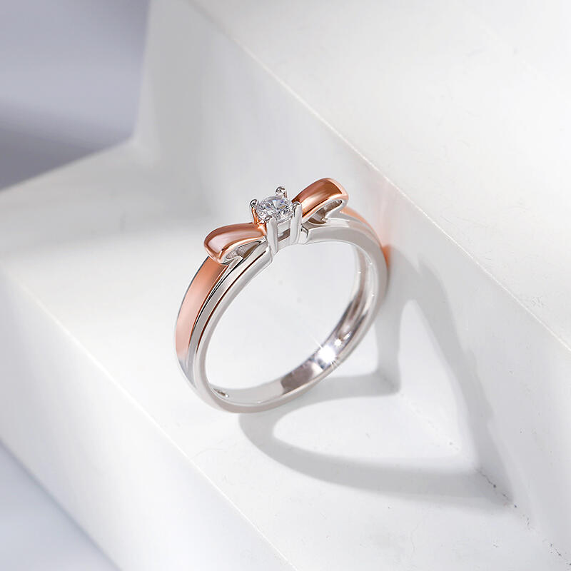 Jeulia Two Tone Bowknot Sterling Silver Women's Band