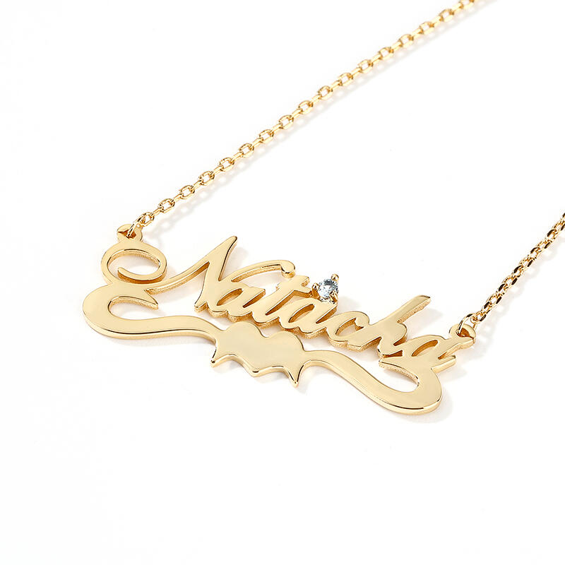 Jeulia "Together Forever" Personalized Sterling Silver Name Necklace with Birthstone