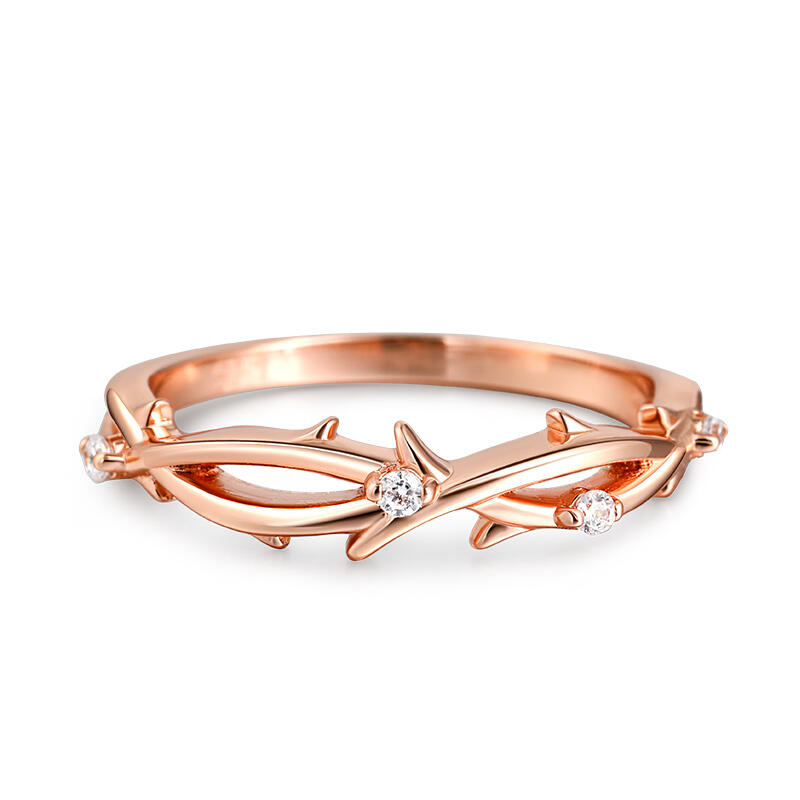 Jeulia Anillo con diseño de la rama de plata de ley de las mujeres