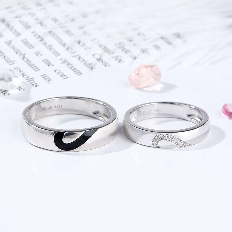 Jeulia Heart Shape Sterling Silver Men's Band