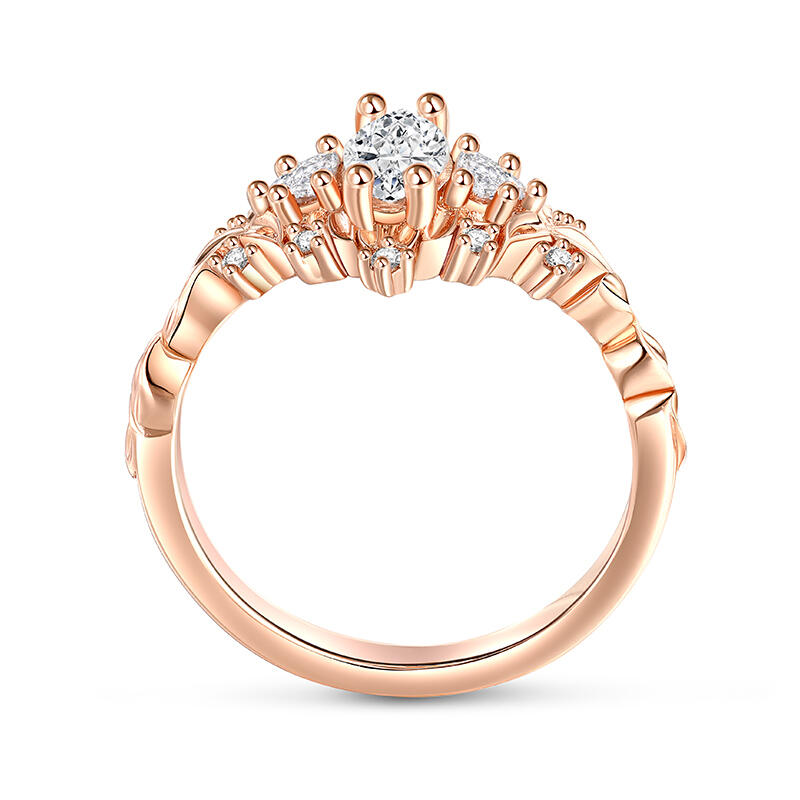 Jeulia Anillo de Compromiso de Marquesa Vintage Tres Piedras Plata