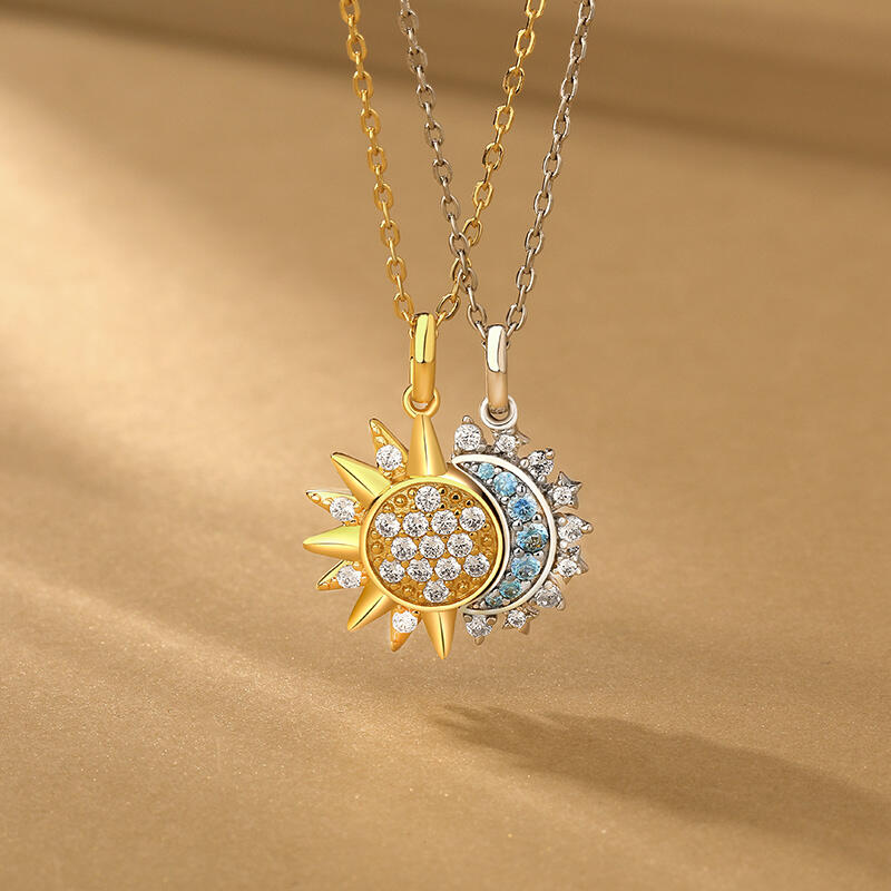 Jeulia Cool Sol och Måne Vänskapshalsbandsset Sterling Silver Magnetisk