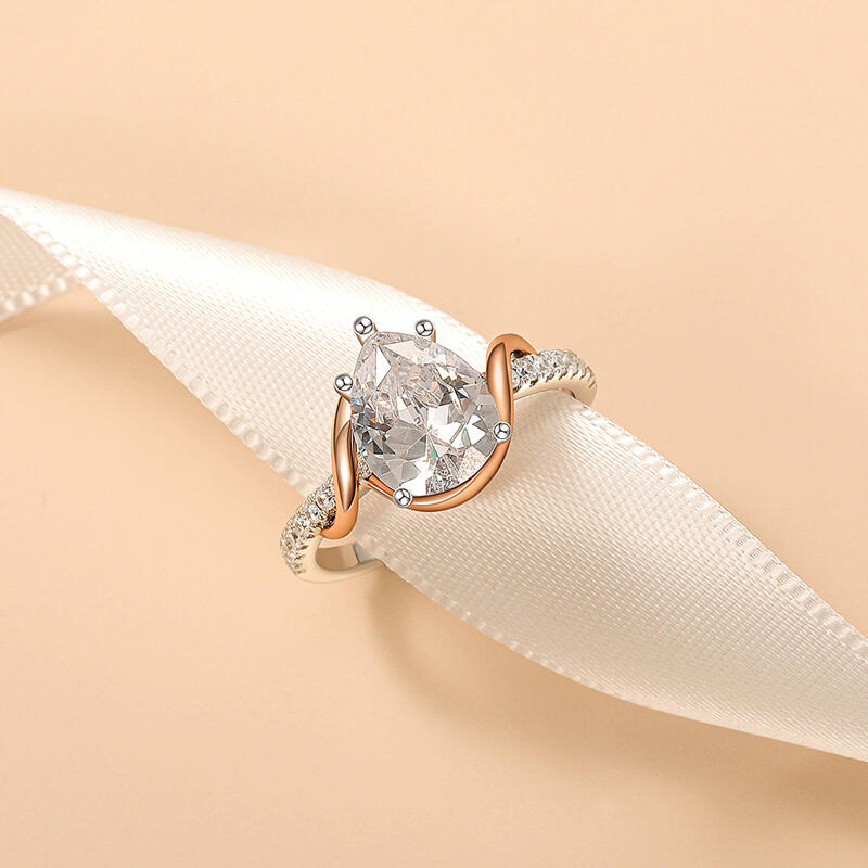 Jeulia Amore Custom Engagement Ring Two Tone Pear Cut