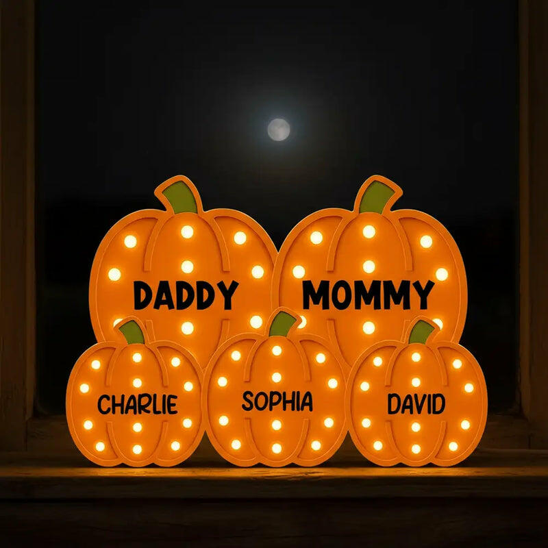 Personalized Name Night Light Pumpkins Pattern Design Creative Gift for Thanksgiving Day