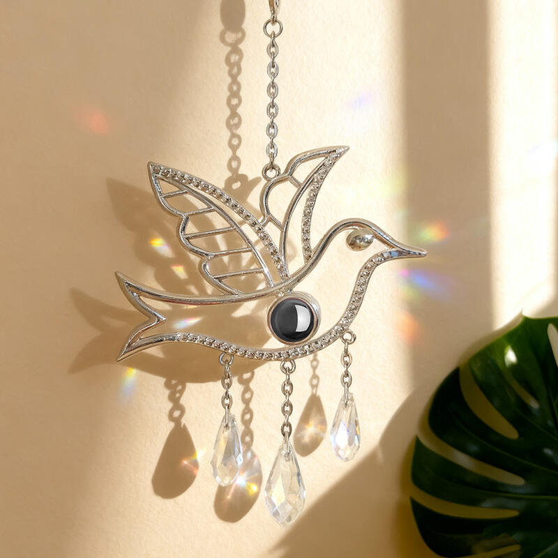 Ornamento personalizzato con immagine proiettata e uccellino Regalo di Natale per la famiglia