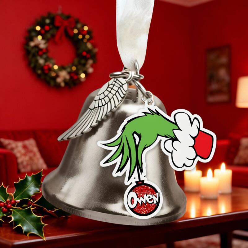 Personalized Name Bell Ornament with Hand Pattern Perfect Gift for Christmas