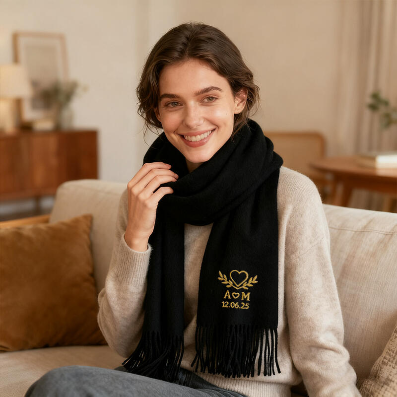 Bufanda de invierno bordada personalizada, regalo de aniversario para parejas o novia