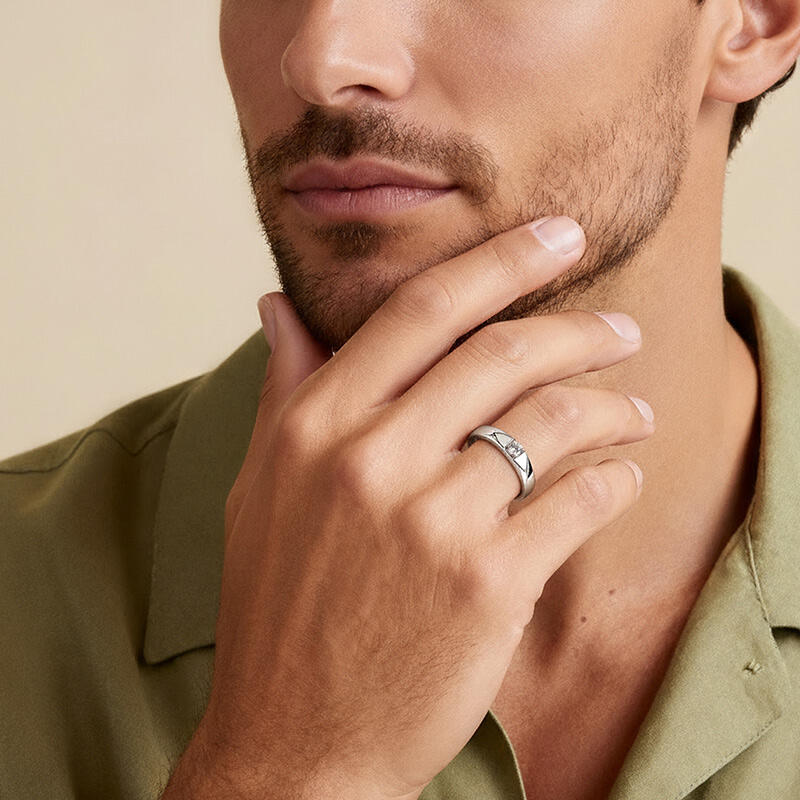 Jeulia True Love Vow Bypass Men's Engraved Wedding Band