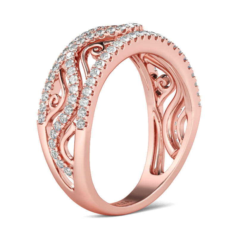 Jeulia Rose Gold Tone Round Cut Sterling Silver Women's Band