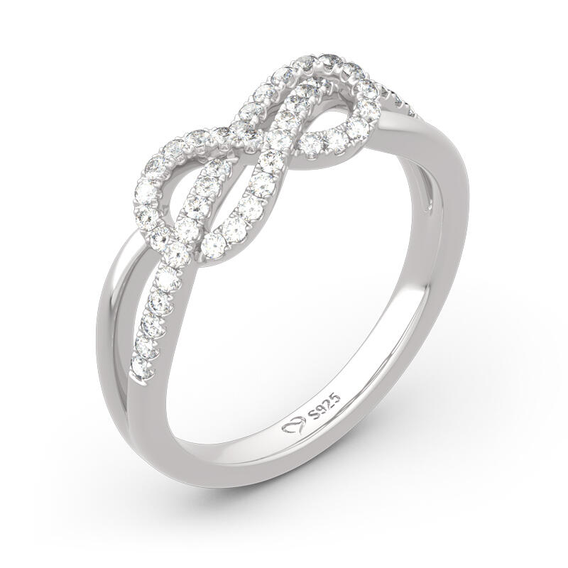 Jeulia Infinity Knot Design Sterling Silver Band