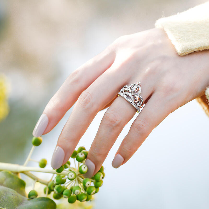 Jeulia "Cinderella's Dream" Pumpkin Carriage Sterling Silver Ring