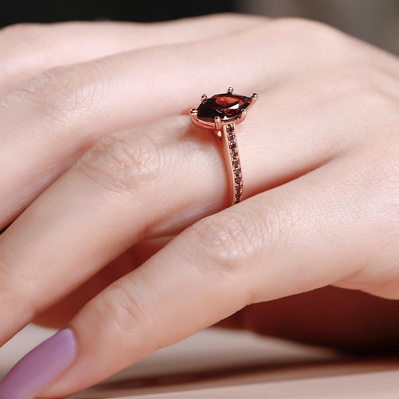 Jeulia "Tiempo libre" Anillo de plata esterlina talla marquesa