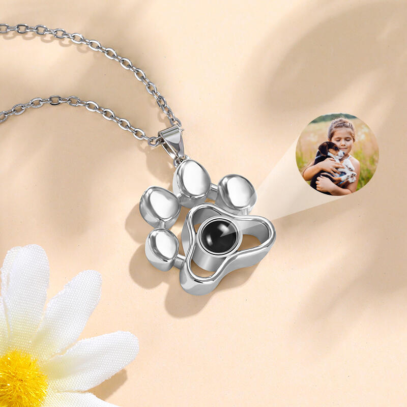 Personalized Photo Projection Necklace - Pet Paw