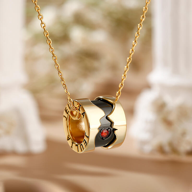 Jeulia "Face to Face" Couple Design Sterling Silver Necklace