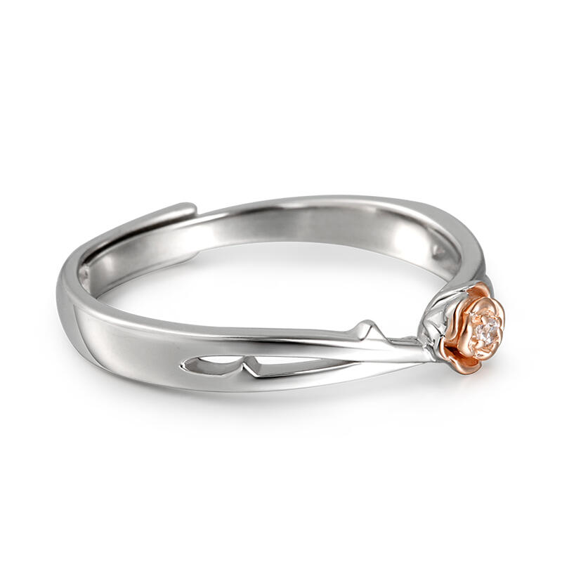 Jeulia Anillo promesa mujer ajustable con piedra en rosa de plata esterlina