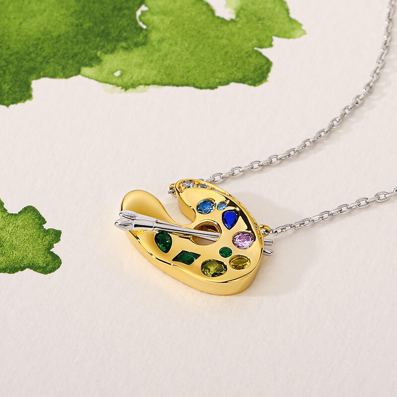 Jeulia Collar elegante de plata esterlina con diseño de paleta y pincel