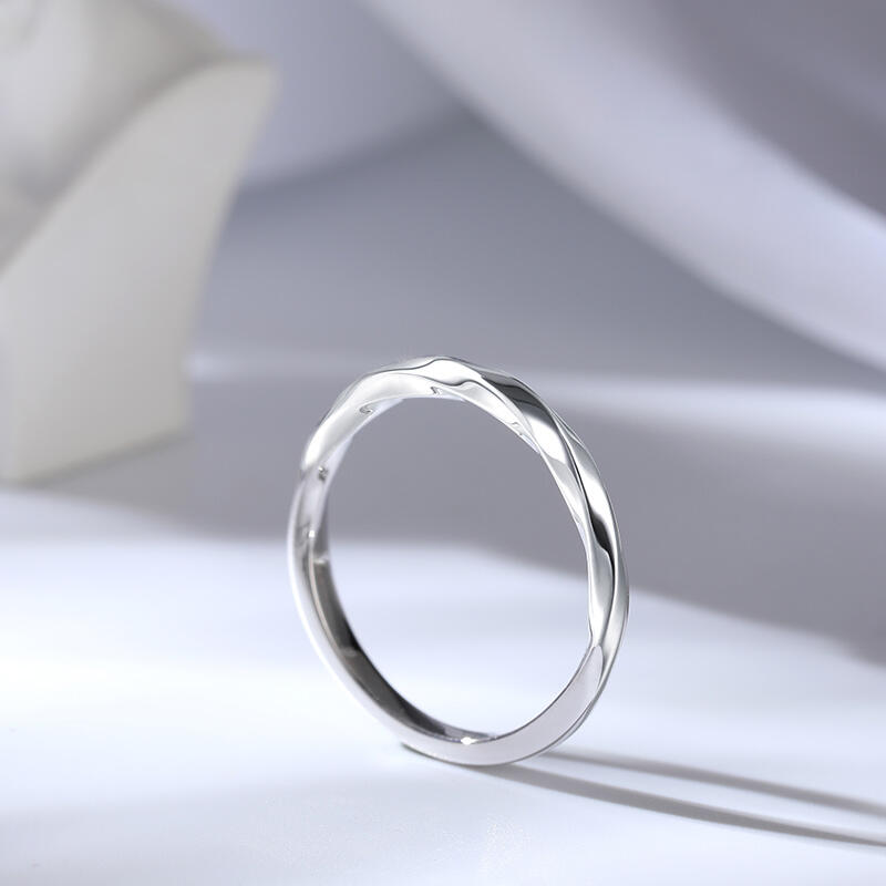 Jeulia Anillo torcido de compromiso de plata de ley para hombre