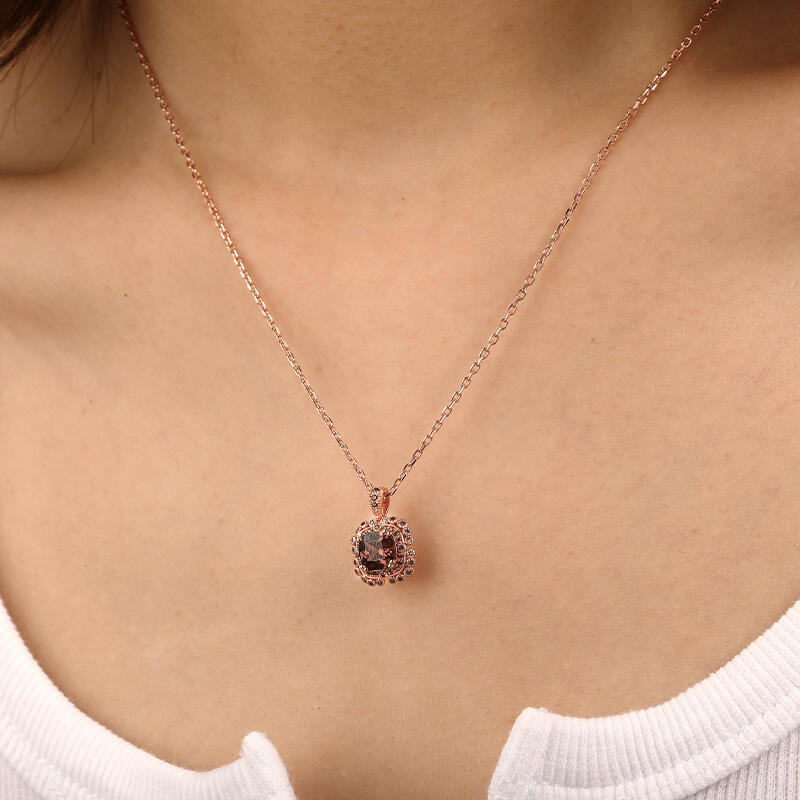 "To Meet The Best" Cushion Cut Halo Necklace