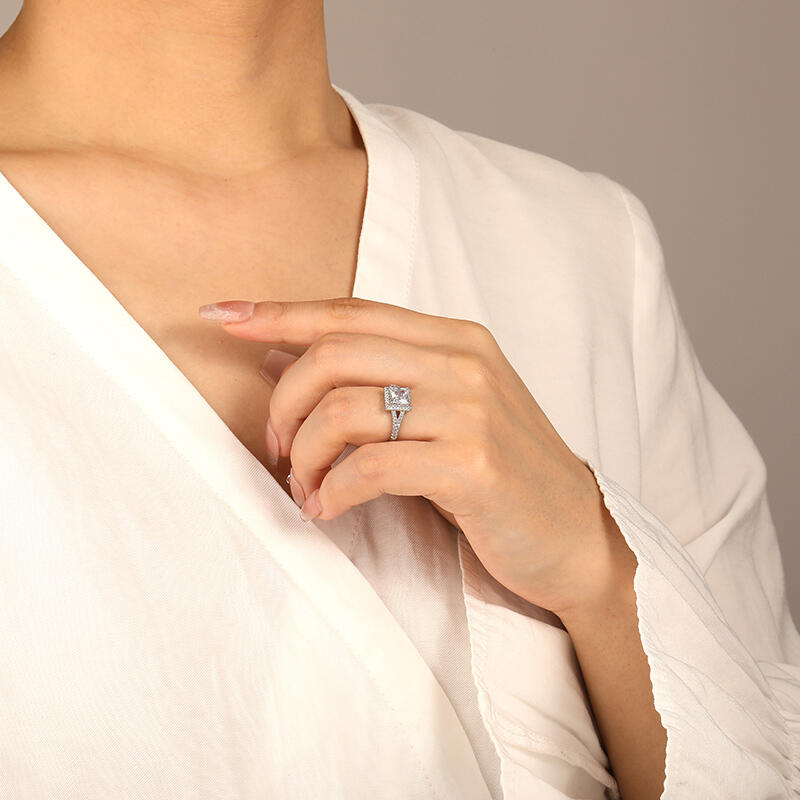 "The Vow Of Marriage" Radiant Cut Halo Engagement Ring