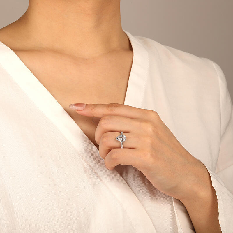 "With You by My Side" 1ct Pear Cut Halo Engagement Ring