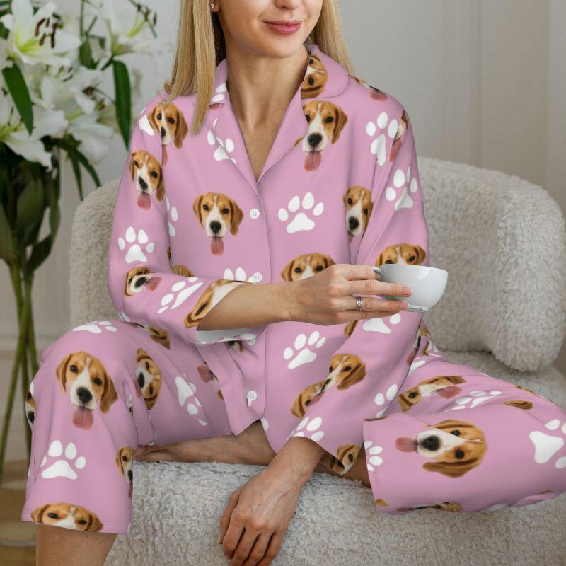 Personalisierte Schlafanzüge benutzerdefinierte Haustier Foto Optional Farbe Pawprints Design Großes Geschenk für Tierliebhaber