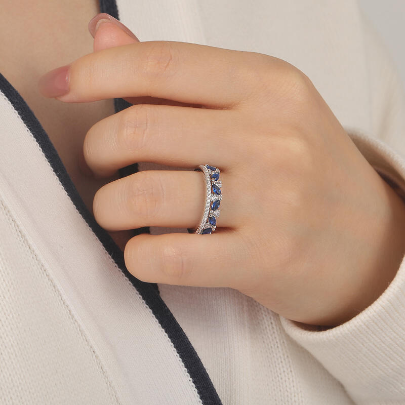 Jeulia Argolla de Eternidad Doble Hilera para Boda de Mujer Personalizada