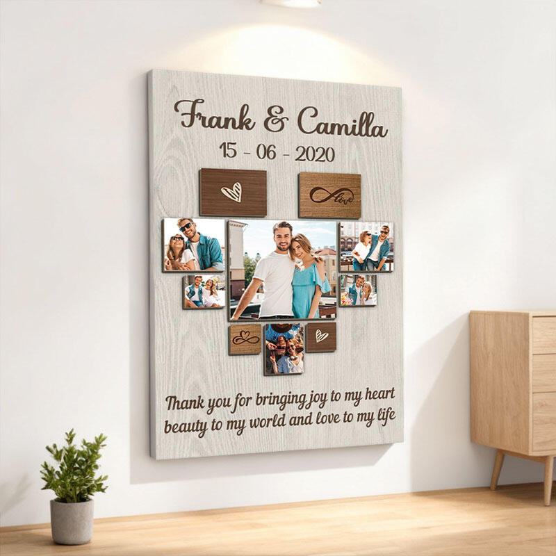 Personalisierte Wanddekoration aus Leinwand mit Bild Romantisches Geschenk für Paare
