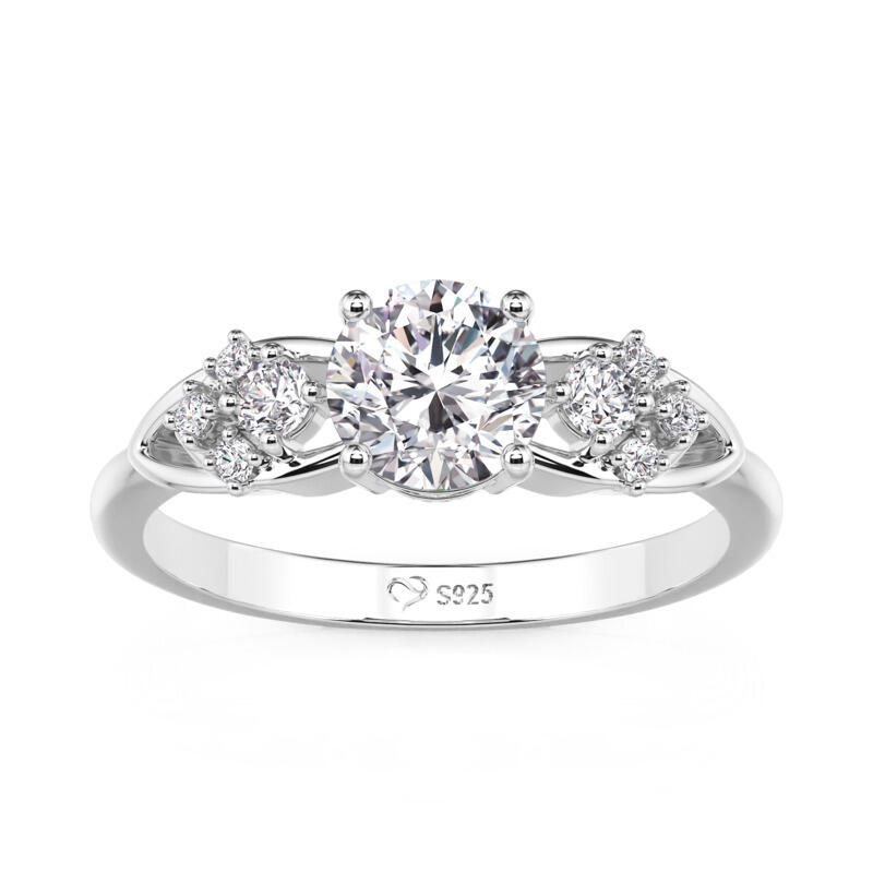 Jeulia Infinity Round Engagement Ring with Side Stones