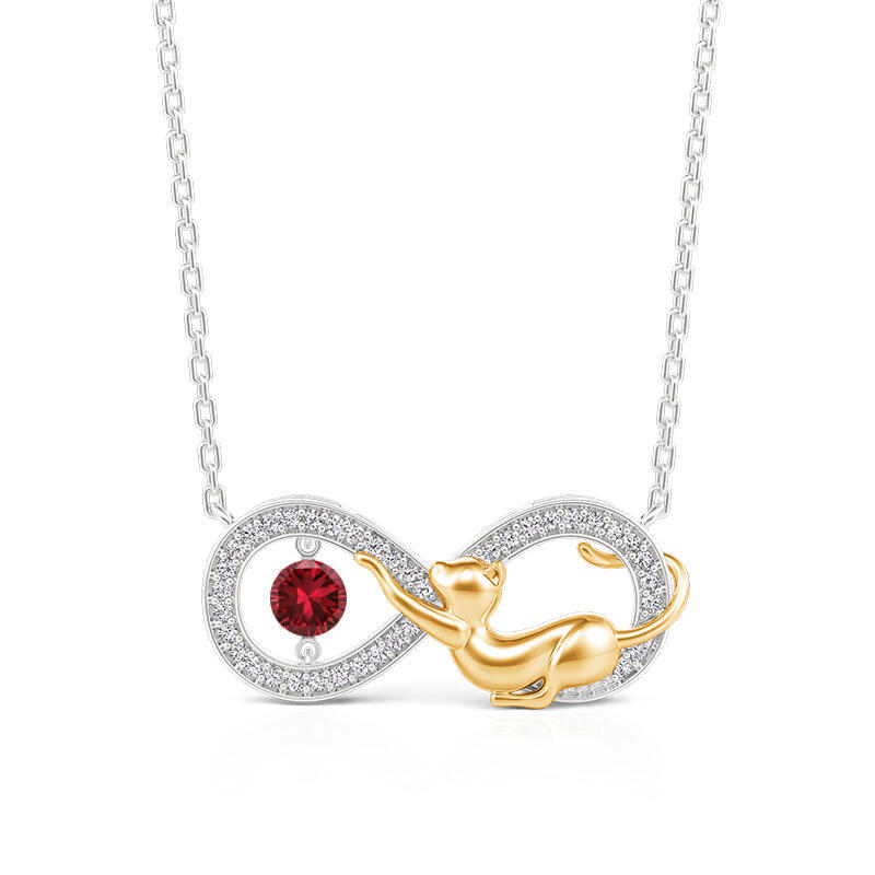 Jeulia Infinity Custom Birthstone Cat Necklace