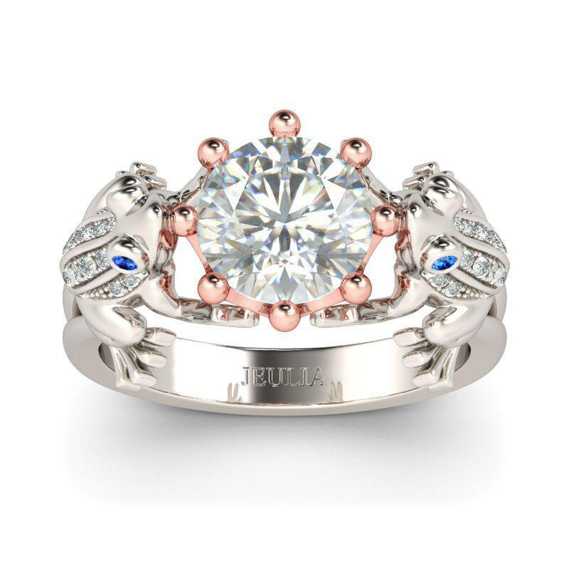 Jeulia Hug Me "Frog Prince" Two Tone Crown Sterling Silver Ring