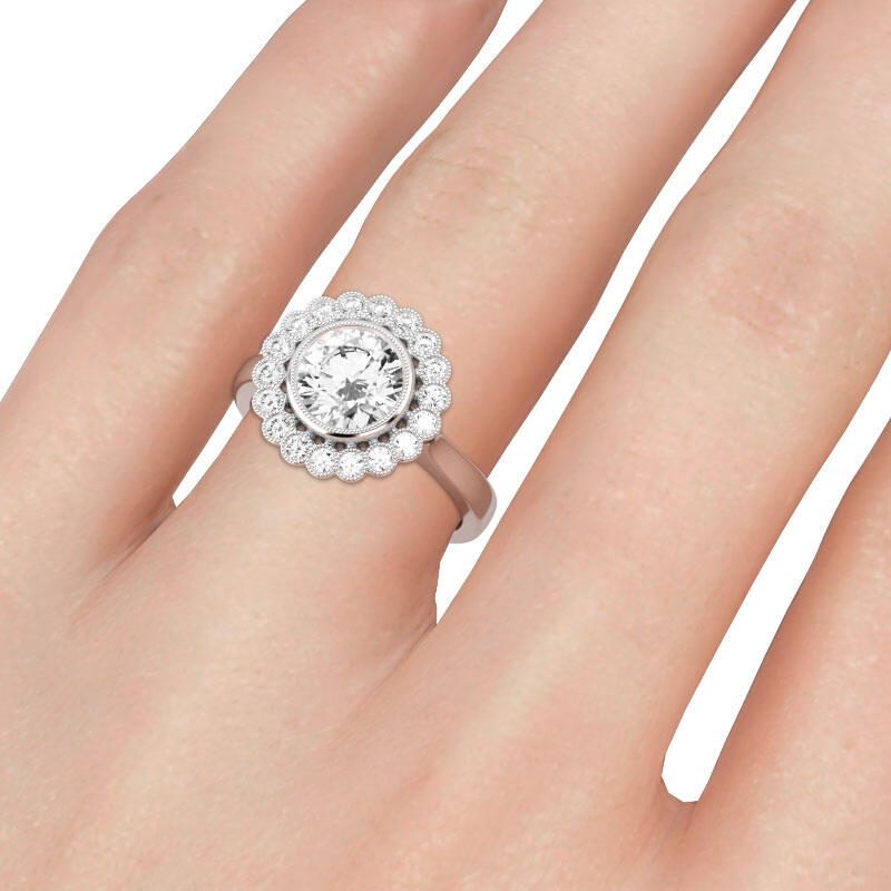 Jeulia Milgrain Round Cut Sterling Silver Ring