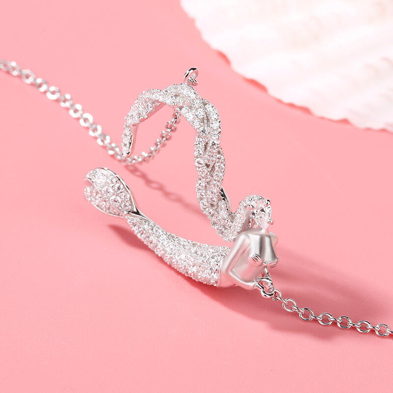 Jeulia "Ocean's Light" Sterling Silver Mermaid Gift Necklace for Valentine's Day