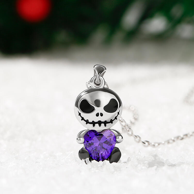 Jeulia Hug Me "Love Confession" Skull Heart Cut Sterling Silver Necklace